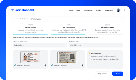 Document upload screen